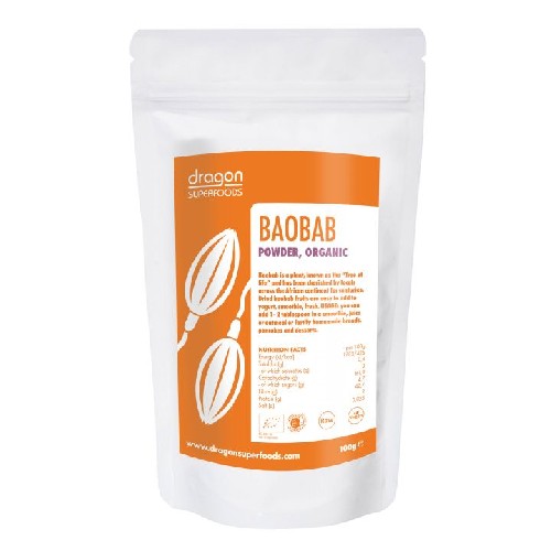 Baobab Pulbere Raw Bio 100gr Dragon Superfoods vitamix poza