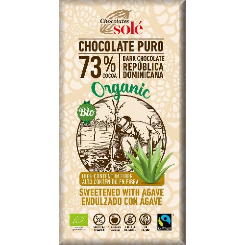Ciocolata Neagra 73% Cacao, Sirop Agave, Eco, 100g, Pronat vitamix.ro