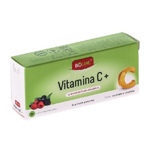 Vitamina C cu Aroma de Fructe de Padure 20cpr Bioland imagine produs la reducere