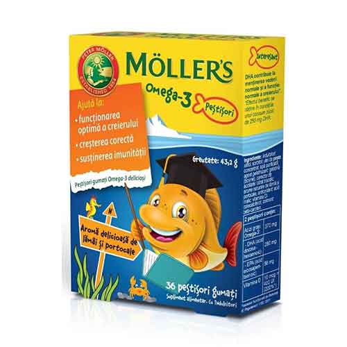 Mollers Omega 3 Fishes Lamai Portocale 36 Jeleuri, Pharma Brands
