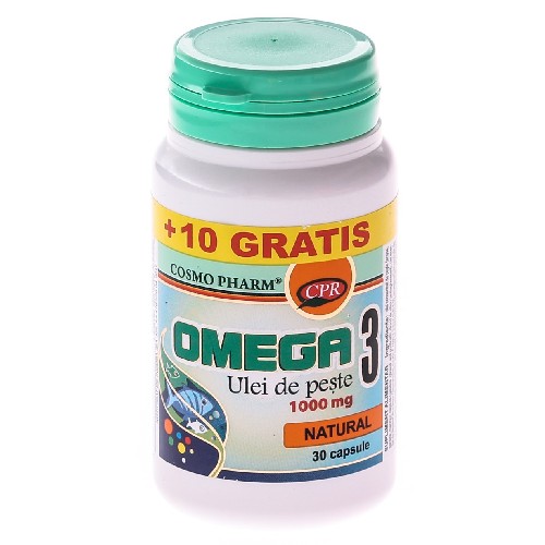 Omega 3 Ulei de Somon 1000mg + 10cps Gratis CosmoPharm