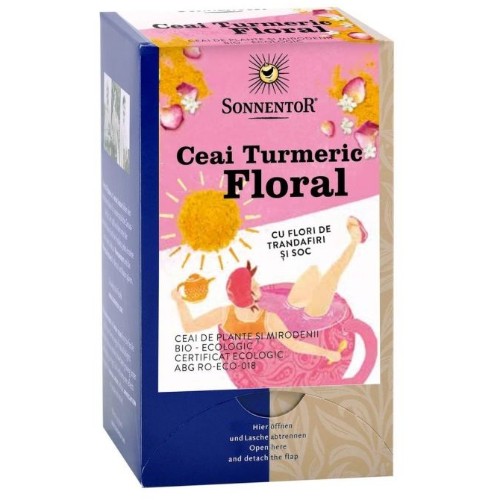 Ceai Turmeric Floral cu Trandafiri si Soc, 18 plicuri, Sonnentor