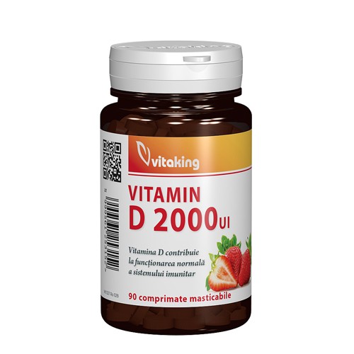 Vitamina D3 Masticabila cu gust de Capsuni 90cpr Vitaking