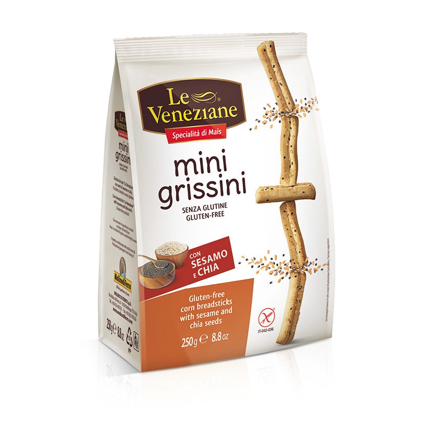 Mini Grissini fara Gluten cu Susan si Chia, 250gr, Le Veneziane