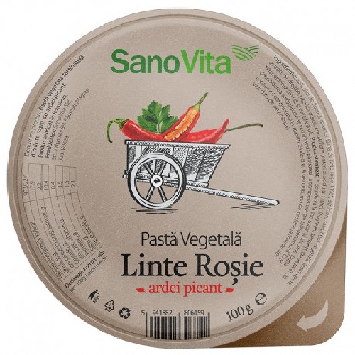 Pasta Vegetala Linte Rosie si Ardei Picant 100gr Sanovita vitamix.ro