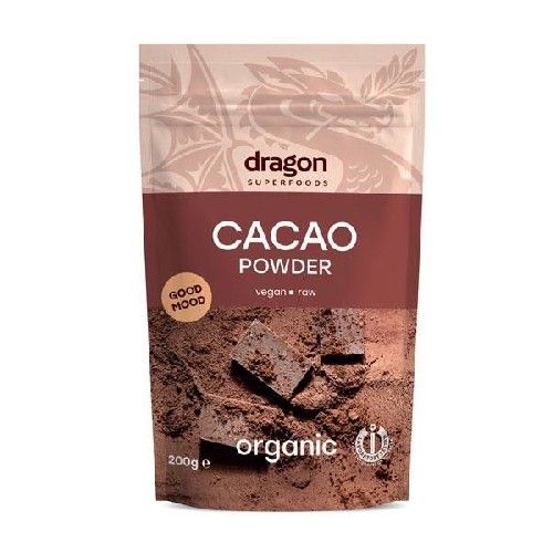 Cacao Pulbere Raw Bio, 200gr, Dragon Superfoods