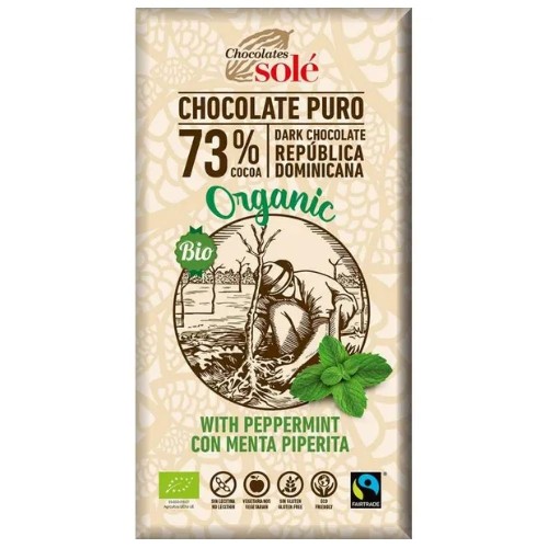 Ciocolata neagra cu 73% Cacao si Menta, 100g, Chocolates Sole