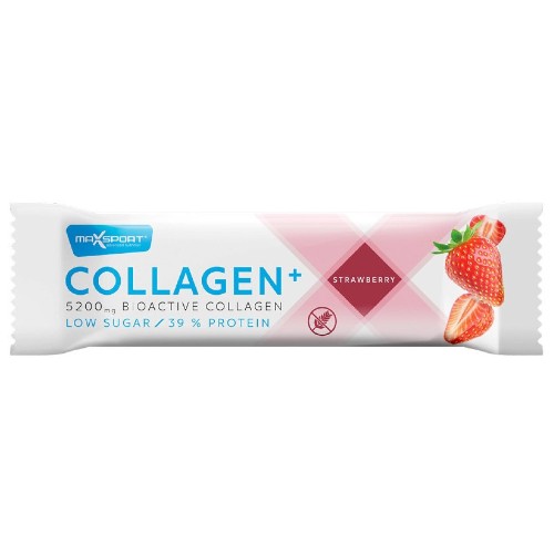 Baton Proteic cu colagen si capsuni, fara gluten, 40g, Maxsport