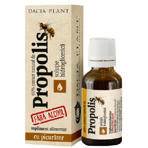 Tinctura Propolis Fara Alcool 20ml cu Picurator Dacia Plant