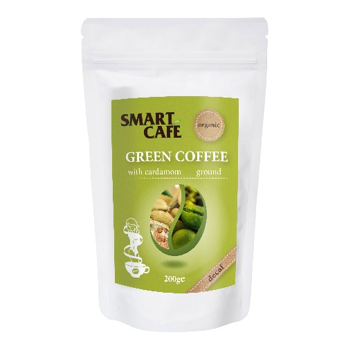 Cafea Verde Macinata Decofeinizata cu Cardamom Bio 200gr