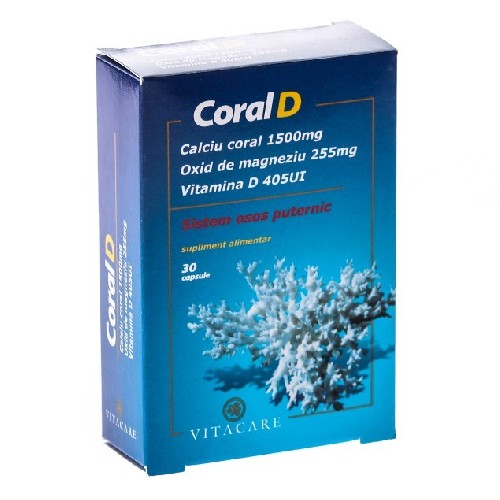 CoralD - Coral Calciu + D3, 30cps, Vitacare vitamix poza