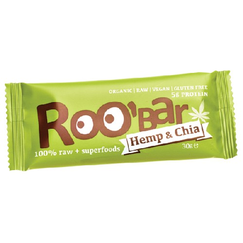 Roobar Baton Proteic Raw Bio cu Chia si Canepa 30gr vitamix poza