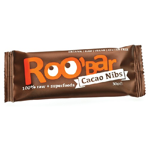 Baton Raw Bio cu Miez de Cacao si Migdale 30gr Roobar imagine produs la reducere