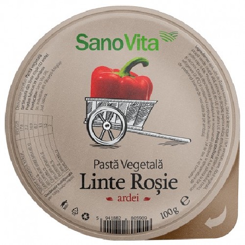 Pasta Vegetala din Linte Rosie si Ardei 100g Sano Vita vitamix.ro imagine noua reduceri 2022