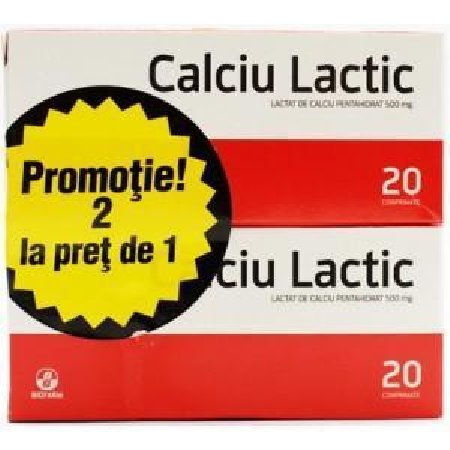 Calciu Lactic 20cpr 1+1 Biofarm