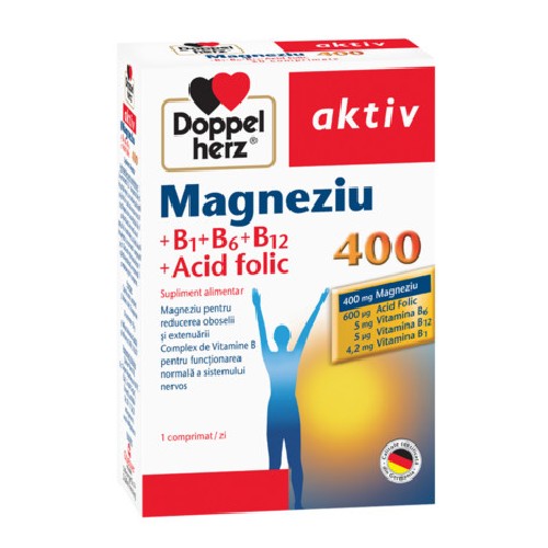 Magneziu+B1+B6+B12+Acid Folic 30cps Doppel Herz imagine produs la reducere