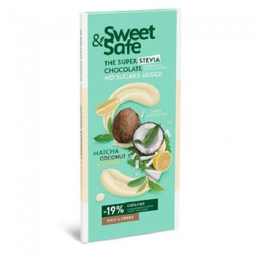 Ciocolata Alba cu Matcha, Cocos si Lamaie, 90gr, Sly Nutritia