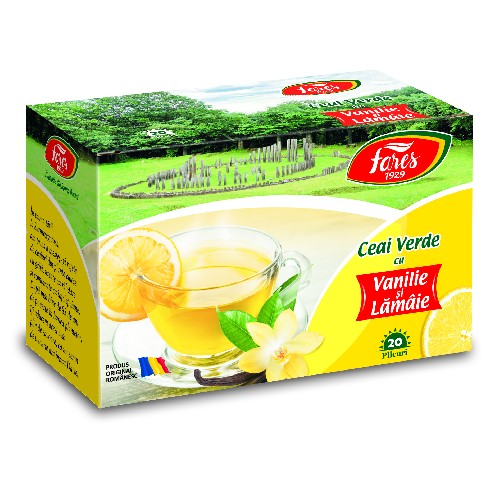 Ceai Verde cu Vanilie si Lamaie 20plicuri Fares vitamix.ro