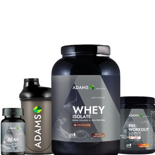 Pachet Izolat ciocolata + BCAA + PreWorkout + Shaker
