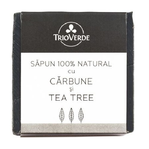 Sapun Bio cu Carbune si Tea Tree, 110gr, Trio Verde imagine produs la reducere
