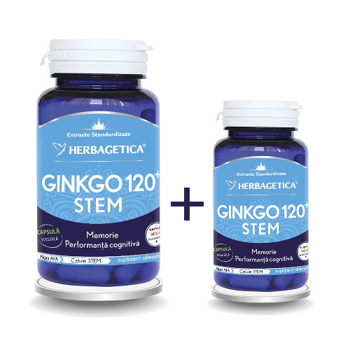 Pachet Ginkgo 120 Stem 60+10cps Herbagetica vitamix poza