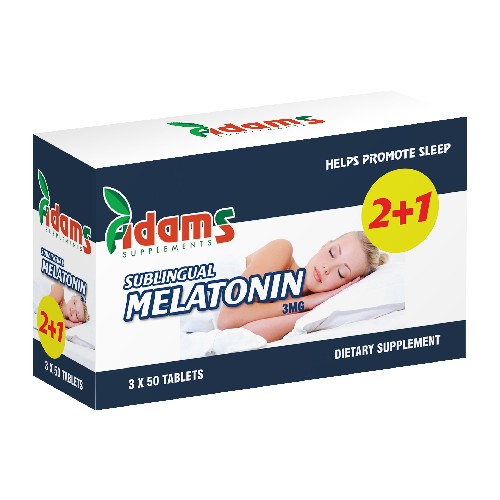 Pachet Melatonina Sublinguala 3mg 50 tablete 2+1 GRATIS