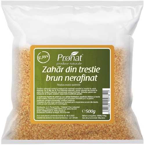 Zahar din Trestie Brut Nerafinat, 500gr, Pronat