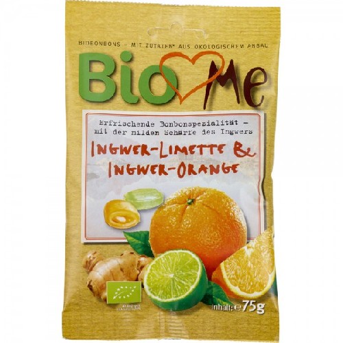 Bomboane cu ghimbir-lime si ghimbir-portocala, 75g, Bio Loves Me