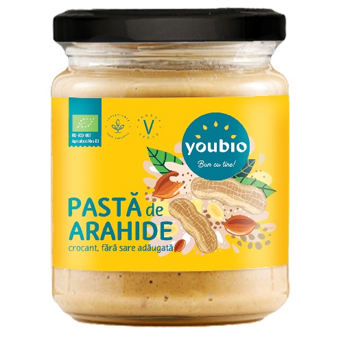 Pasta de arahide crocant, ecologic, 250g, Youbio