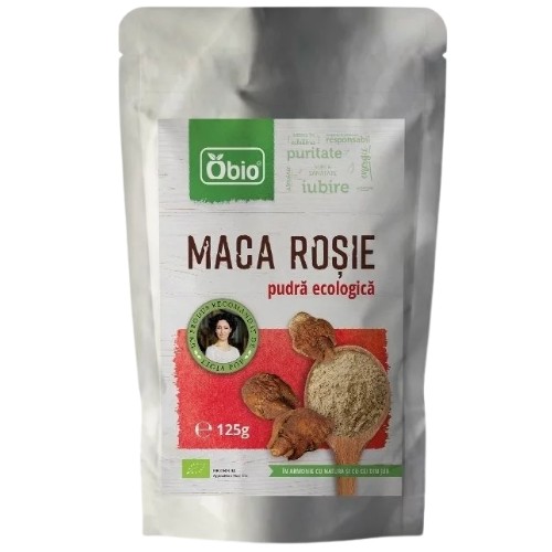 Maca rosie pudra raw bio, 125g, Obio