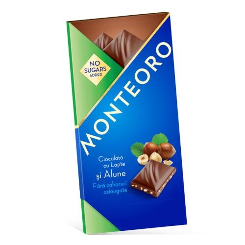 Ciocolata cu Lapte si Alune fara Zahar Montero