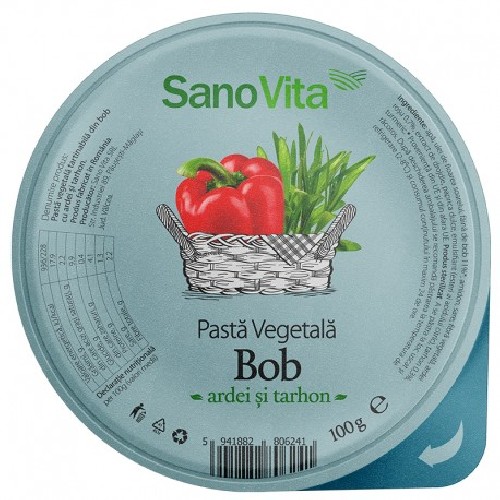 Pasta Vegetala din Bob cu Ardei si Tarhon 100g Sano Vita vitamix.ro