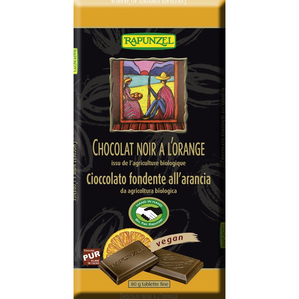 Ciocolata Amaruie 55% Cacao cu Portocala Eco 100gr Rapunzel