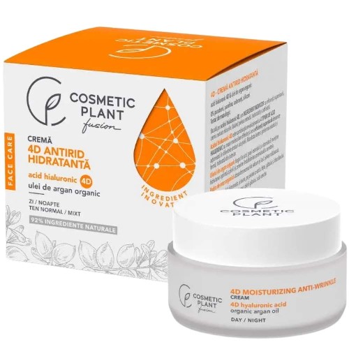 Crema antirid hidratanta cu Hialuronic 4D & ulei de argan, 50 ml, Cosmetic Plant