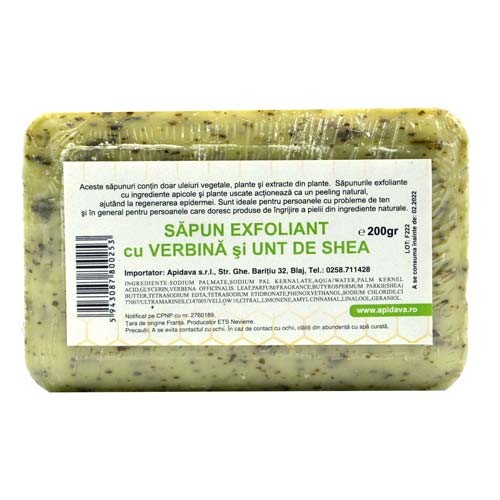 Sapun Exfoliant cu Verbina si Unt de Shea, 200gr, Apidava