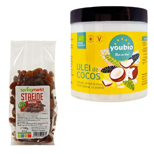 Pachet Ulei de Cocos organic 250ml, Youbio + Stafide brune