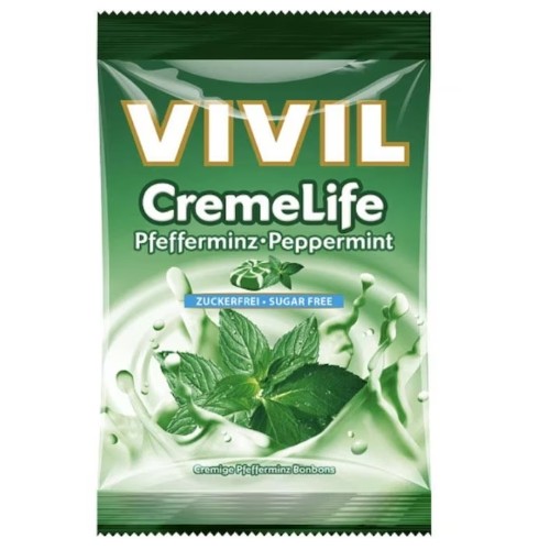 Bomboane Creme Life, Classic cu Menta, fara zahar, 90g, Vivil