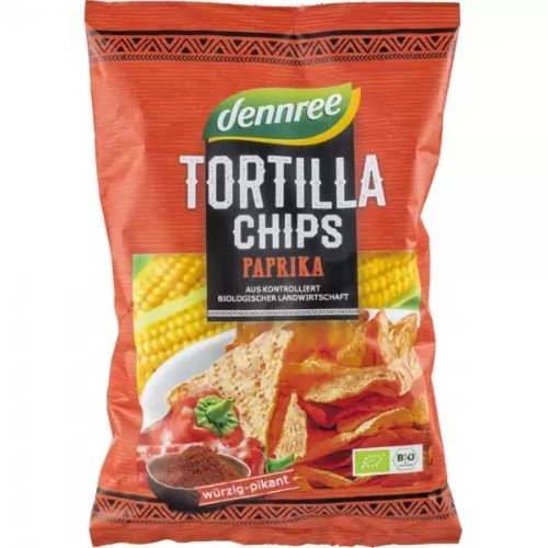 Tortillia Chips cu Ardei Ecologice, 125g, Dennree