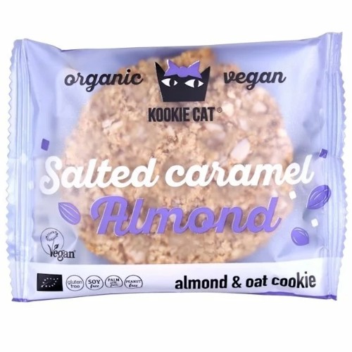 Cookie cu migdale si caramel sarat, fara gluten, eco, 50g, Kookie Cat