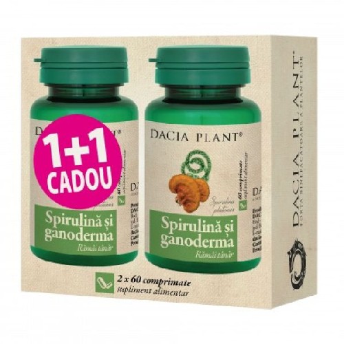 Spirulina si Ganoderma 60cps 1+1 Gratis Dacia Plant