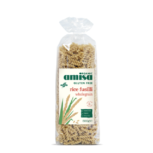 Fusilli din Orez Integral Fara Gluten Bio 500gr Amisa