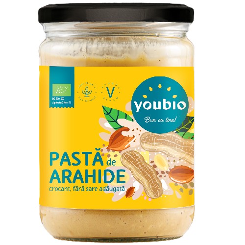 Pasta de arahide crocant, ecologic, 500g, Youbio