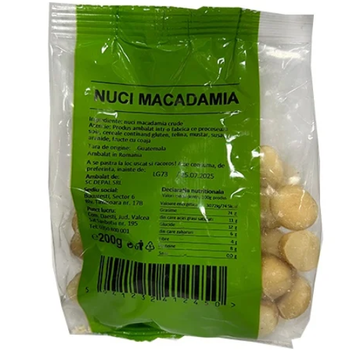 Nuci Macadamia Crude 200gr Depal