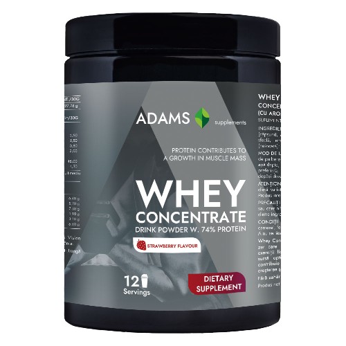 Whey Concentrate Protein (capsuni), 360g, Adams Supplements