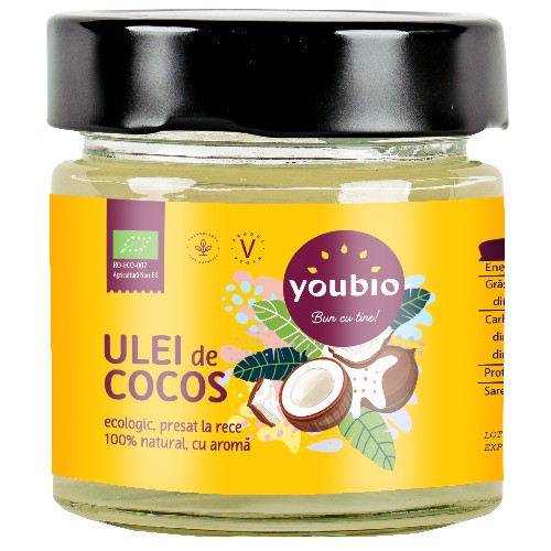 Ulei de Cocos ecologic, presat la rece 180ml, Youbio