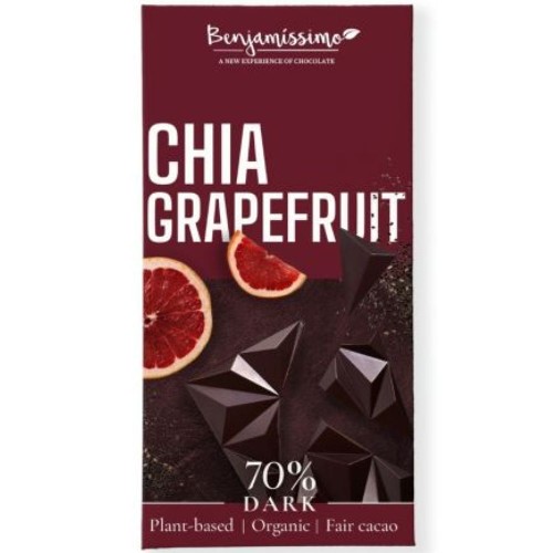 Ciocolata Piramida Neagra 70% Cu Chia Si Grapefruit Eco 60G Benjamissimo