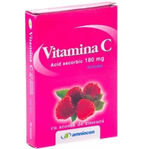 Vitamina C 180mg Aroma Zmeura 24cpr Amniocen