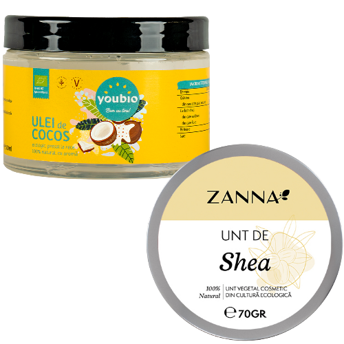 Pachet Ulei de Cocos organic 500ml, Youbio + Unt de Shea