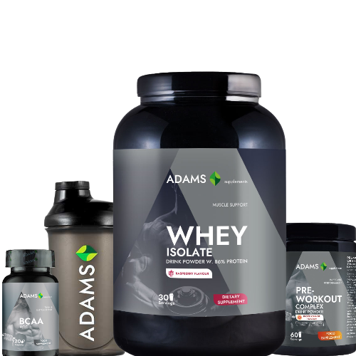 Pachet Izolat zmeura + BCAA + PreWorkout + Shaker
