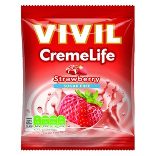 Bomboane Creme Life, Classic cu Capsuni, 60g, Vivil